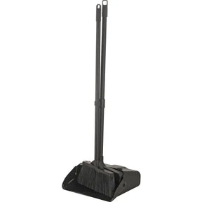 Plastic Lobby Dust Pan & Broom Set — 13" Upright, Black