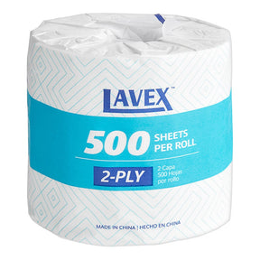 Commercial 2-Ply Toilet Paper — Standard Roll, 500 Sheets (96/Case)