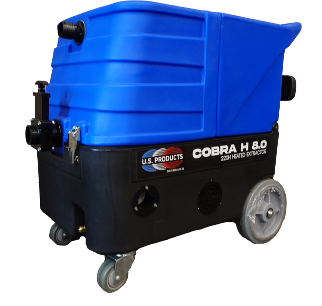 U.S. Products Cobra 8.0 220H Dual-Cord Heated Carpet Extractor 8 Gal 220 PSI Package with Trident Value Wand and 25 ft Hose Set 05-10008-P2