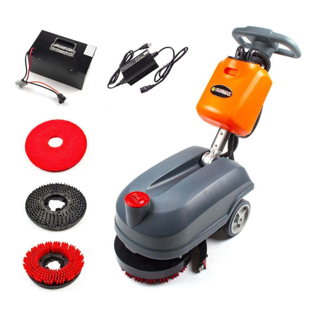 SUNMAX RT15+ 14in Compact Walk-Behind Floor Scrubber Lithium Battery
