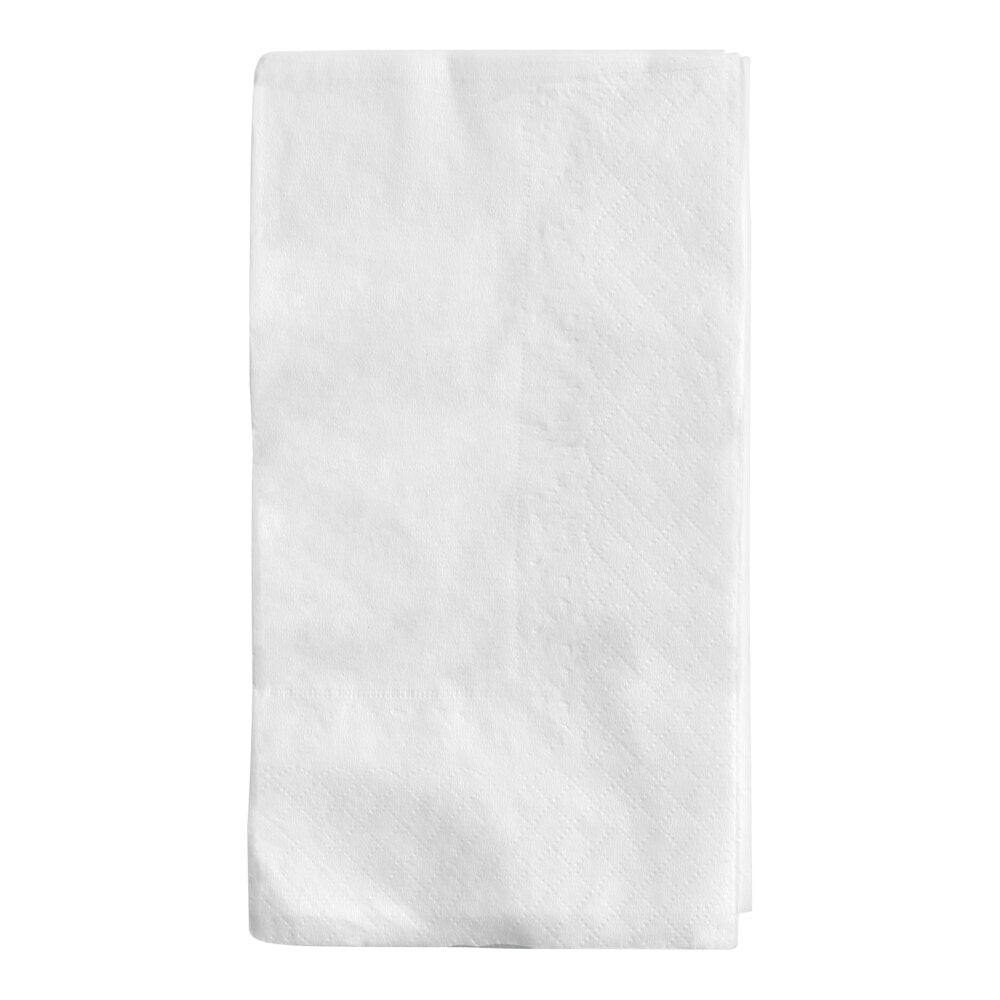 White 1-Ply Dinner Napkins — 14" x 17", Embossed (Case of 3,000)
