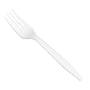 White Heavy Weight Plastic Forks — 6.8", Polypropylene (Case of 1,000)