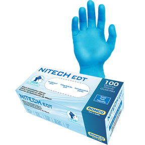 RONCO NITECH EDT Blue Exam Gloves — Large, 5 Mil, Powder-Free (Case of 1,000)