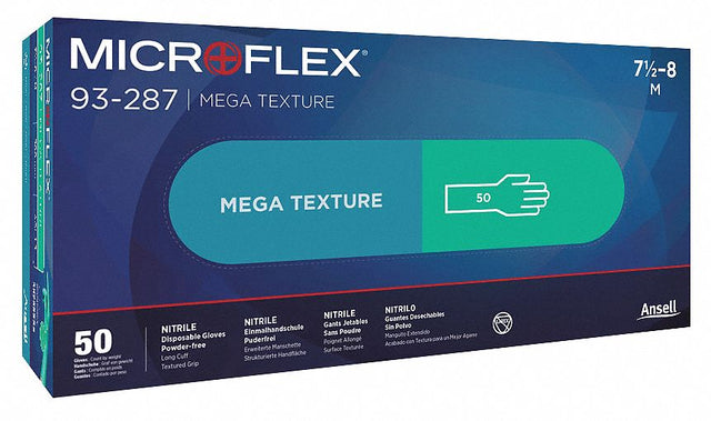 MICROFLEX 93-287 Nitrile Exam Gloves — Medium, 8.7-mil, Powder-Free, Green (Box of 50)