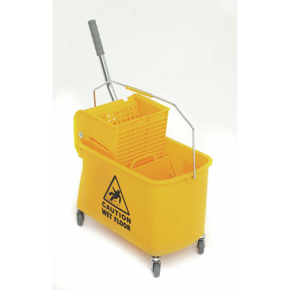 Commercial Mop Bucket with Side-Press Wringer — 21 qt, Yellow