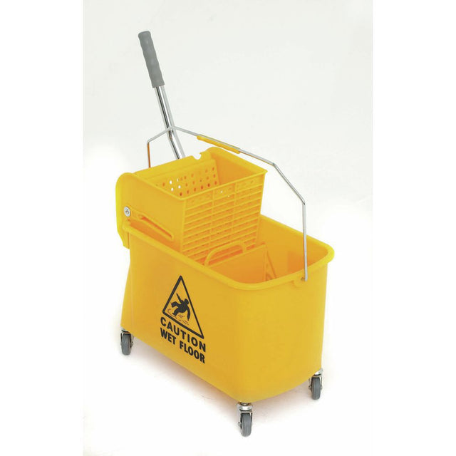 Commercial Mop Bucket with Side-Press Wringer — 21 qt, Yellow
