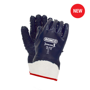 RONCO IronCore Full Nitrile-Coated Gloves — X-Large, Rough Grip, Blue (Case of 72 Pairs)