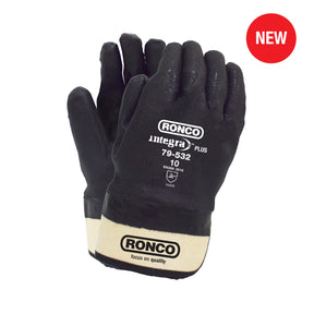 RONCO Integra Plus 79-532 Fully Coated PVC/Nitrile Gloves — X-Large, Black (72 Pairs/Case)