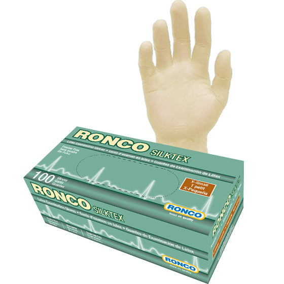 RONCO Silktex X-Small Tan Latex Examination Gloves, Powder-Free, 5 Mil (Case of 1,000)