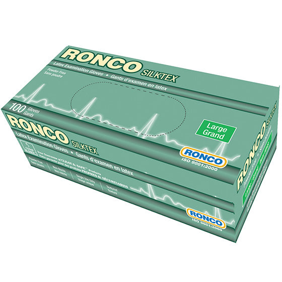 RONCO SILKTEX Tan Latex Exam Gloves — Large, 5 Mil, Powder-Free (Case of 1,000)