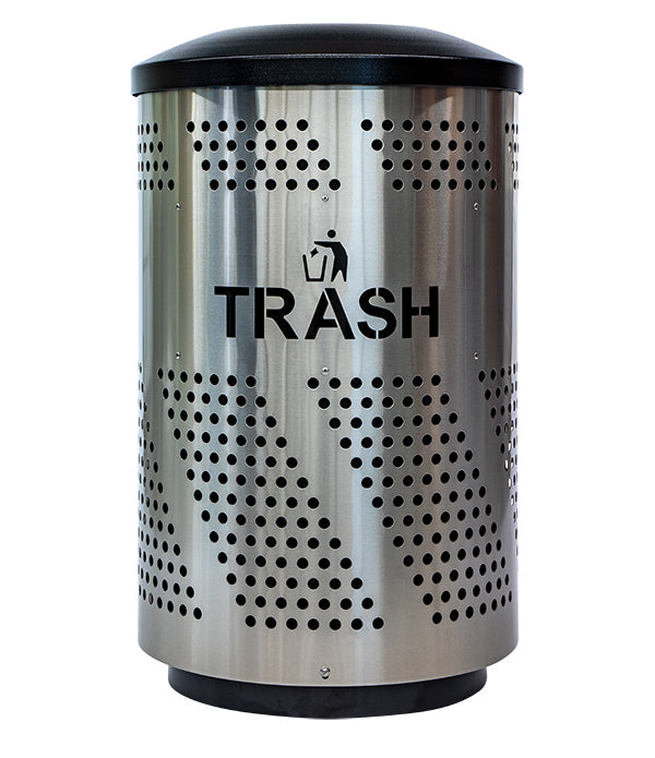 Ex-Cell Kaiser 51 Gal Indoor Trash Receptacle, stainless steel & black gloss ARENA-51 T SS/BLK