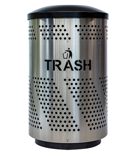Ex-Cell Kaiser 51 Gal Indoor Trash Receptacle, stainless steel & black gloss ARENA-51 T SS/BLK