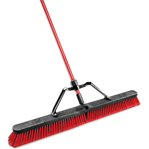 36" Push Broom with Braced Handle — Medium PVC Bristles