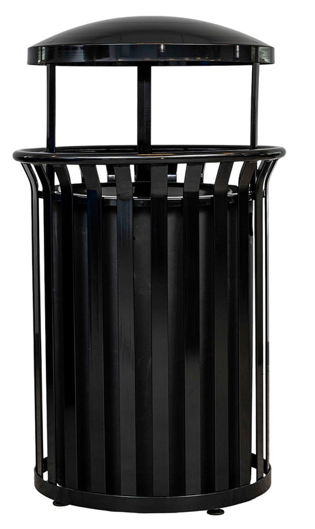 Ex-Cell Kaiser Streetscape Classic 37 Gal Outdoor Trash Receptacle, Black Gloss SCD-2633 BLK