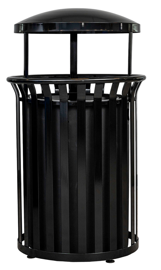 Ex-Cell Kaiser Streetscape Classic 37 Gal Outdoor Trash Receptacle, Black Gloss SCD-2633 BLK
