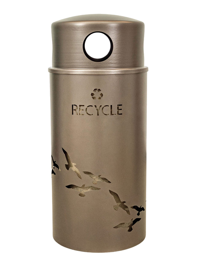 Ex-Cell Kaiser Nature Series 33 Gal Outdoor Recycling Receptacle, Bronze NS33-FL R BRZX