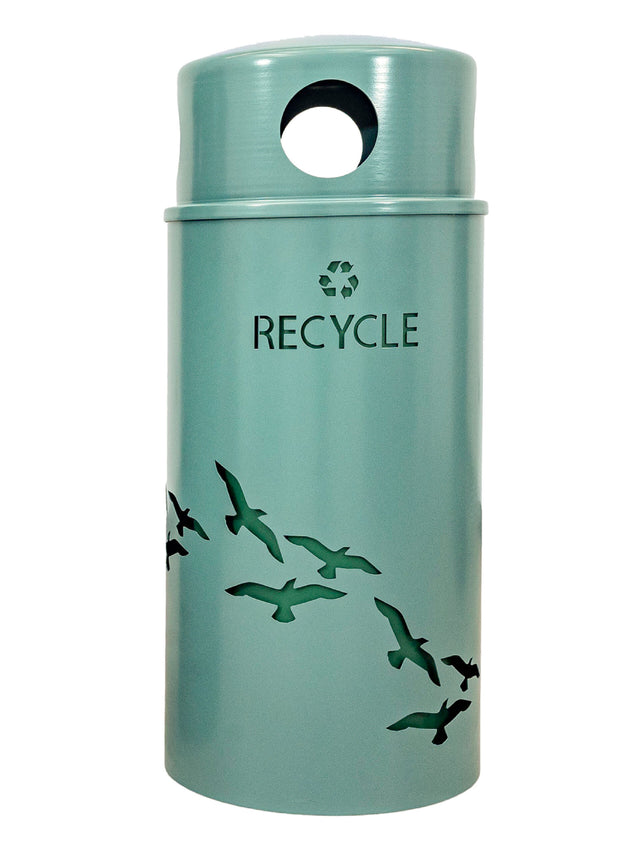Ex-Cell Kaiser Nature Series 33 Gal Outdoor Recycling Receptacle, Malachite NS33-FL R MAL
