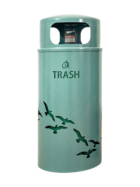 Ex-Cell Kaiser Nature Series 33 Gal Outdoor Trash Receptacle, Malachite NS33-FL T MAL
