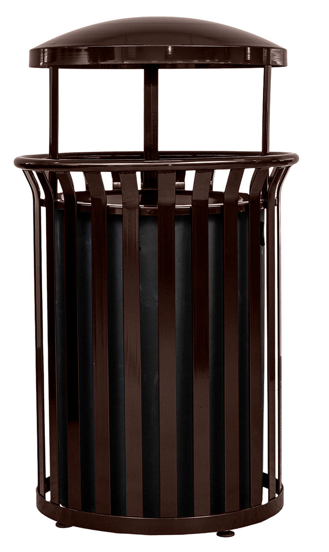 Ex-Cell Kaiser Streetscape Classic 37 Gal Outdoor Trash Receptacle, Coffee Gloss SCD-2633 COF