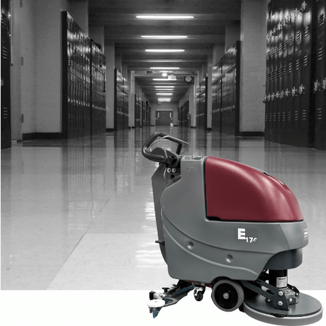 Minuteman E17 17" Battery Walk-Behind Disc Scrubber — Brush Drive Quick Pack (E Series), Model E17BDQP
