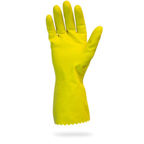 Safety Zone Latex Flock-Lined Gloves — 12", 18 mil, Yellow, Medium (Case of 120 Pairs)
