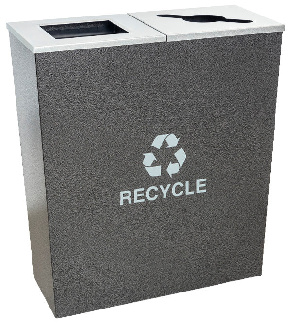 Ex-Cell Kaiser Metro Collection 36 Gal Indoor Recycling Receptacle, Hammered Charcoal RC-MTR-2 HCCL