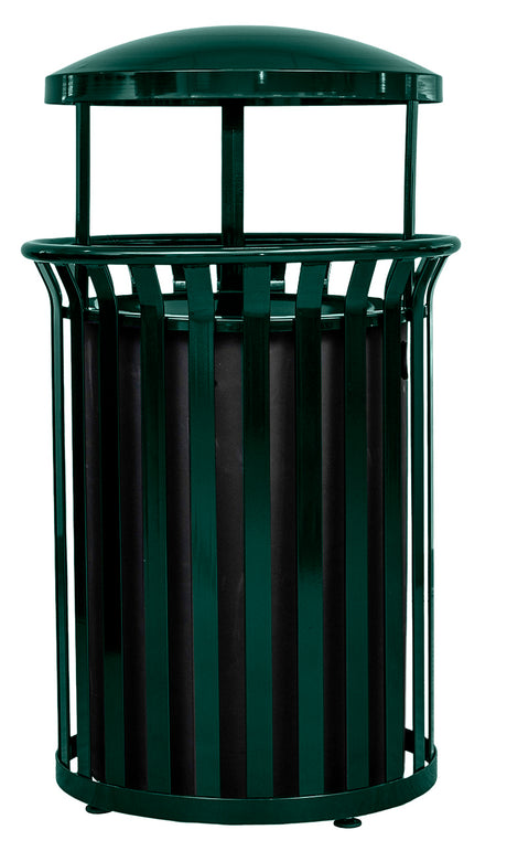 Ex-Cell Kaiser Streetscape Classic 37 Gal Outdoor Trash Receptacle, Hunter Green Gloss SCD-2633 HGR