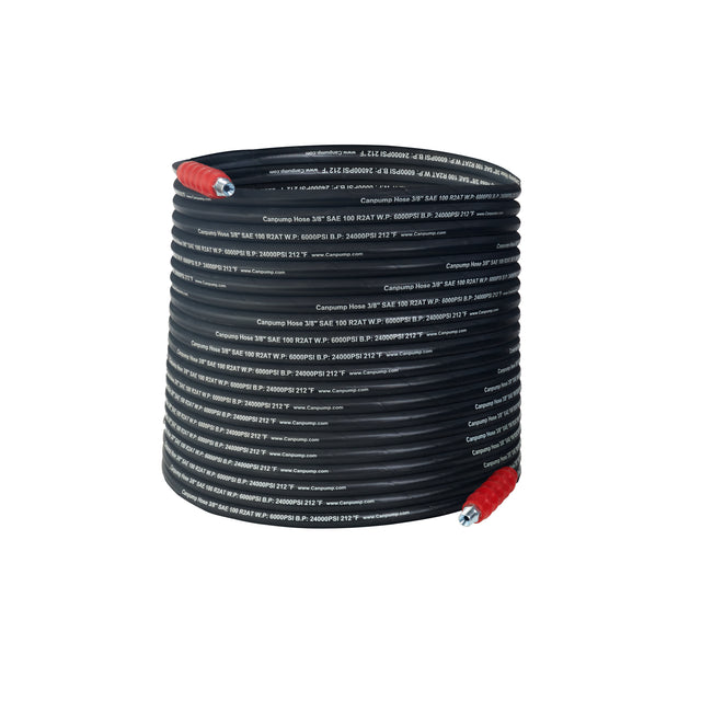 Canpump 3/8-in Hot Water Double Wire-Braided Black Hose 6000 psi, 50 ft with Quick-Connect (023205)