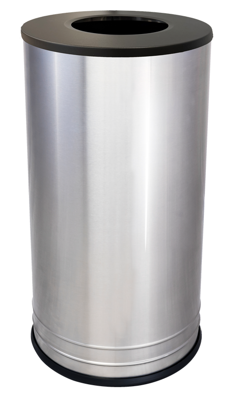 Ex-Cell Kaiser International Collection 18 Gal Indoor Trash Receptacle, SS & Black Top INT1528 T-8 SS BLX
