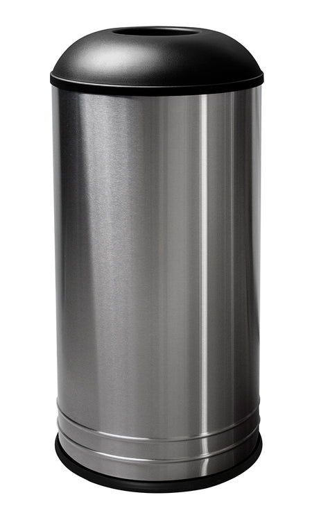 Ex-Cell Kaiser International Collection 18 Gal Indoor Trash Receptacle, SS & Black Top INT1531 D-6 SS BLX
