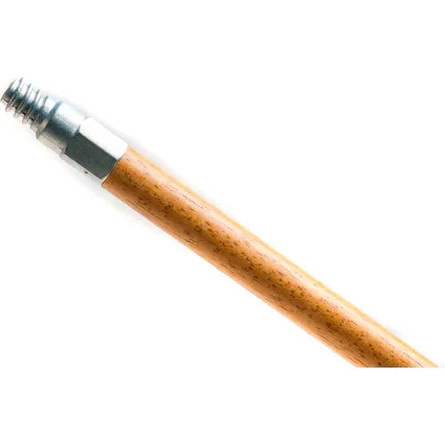 Natural Threaded Wood Broom Handle — 15/16" x 54" with Metal Tip