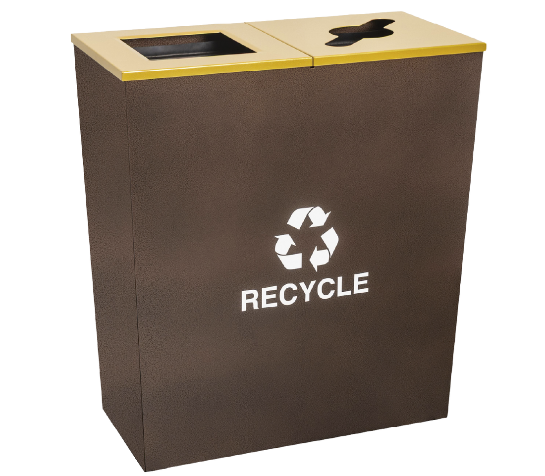 Ex-Cell Kaiser Metro Collection 36 Gal Indoor Recycling Receptacle, Hammered Copper RC-MTR-2 HCPR