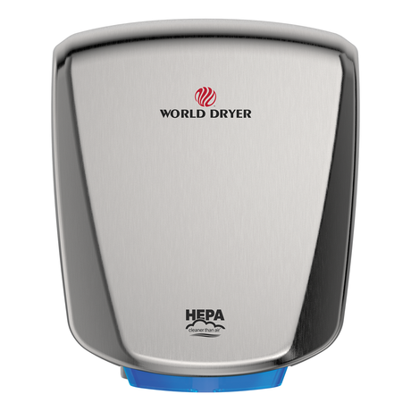 World Dryer VERDEdri HEPA-Filtered High-Speed Hand Dryer Brushed Stainless Steel Q-973A2