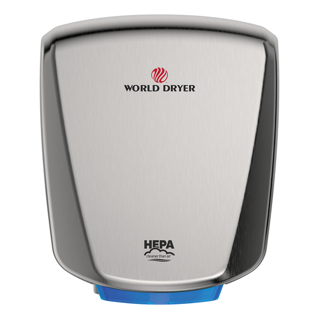 World Dryer VERDEdri HEPA-Filtered High-Speed Hand Dryer Brushed Stainless Steel Q-973A2