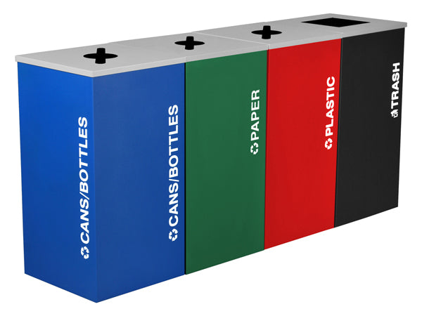 Ex-Cell Kaiser Kaleidoscope Collection 24 Gal Indoor Recycling Receptacle, Recyclables, Royal Texture RC-KDSQ-R RYX
