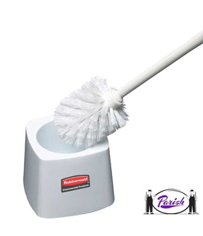 Commercial Toilet Bowl Brush & Holder Set — White, Polypropylene