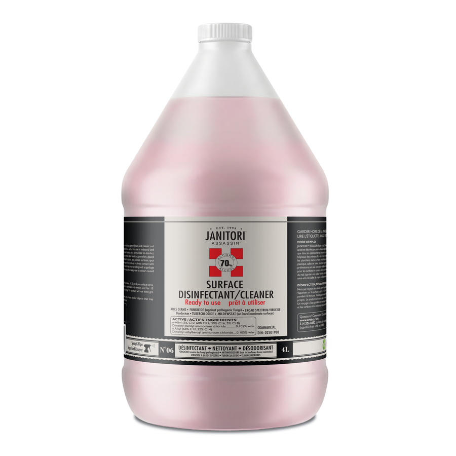 JANITORI Surface Disinfectant No.08 4L - Health Canada approved plant-based disinfectant, Made in Canada