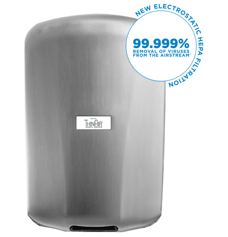 Excel Dryer ThinAir Hand Dryer Brushed Stainless Steel with HEPA Filter 110-120V TA-SB-H