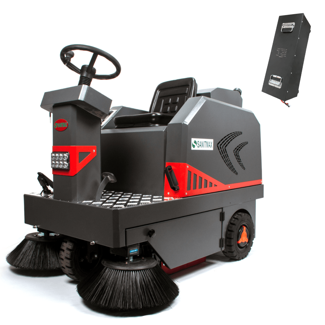 Sanitmax SM1250+ 49in Ride-On Industrial Floor Sweeper Lithium Fast Charge
