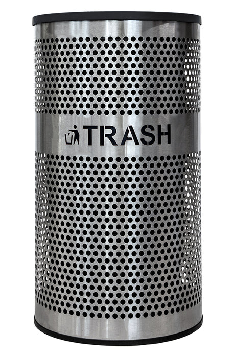 Ex-Cell Kaiser Venue Collection 33 Gal Indoor Trash Receptacle, SS w/blx lid VCT-33 PERF SS