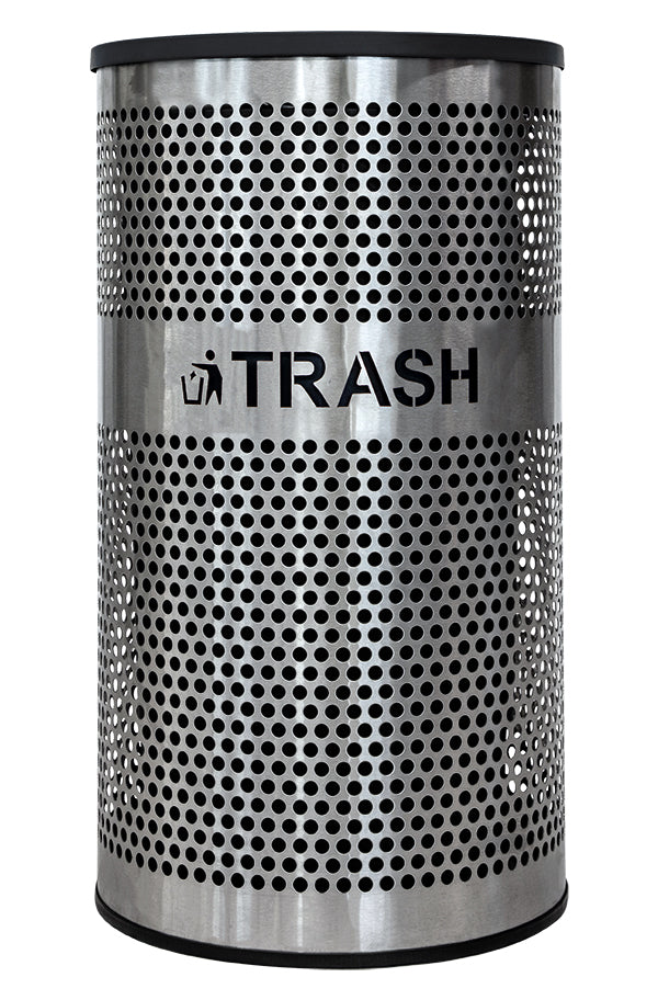 Ex-Cell Kaiser Venue Collection 33 Gal Indoor Trash Receptacle, SS w/blx lid VCT-33 PERF SS