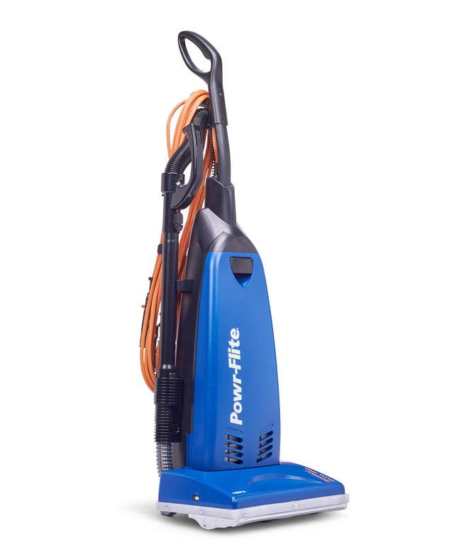 Powr-Flite Borelli Dual Pro Upright Vacuum PV160-W14-U — 14", dual 1200 W, 120 CFM, 3-stage HEPA, CRI Gold