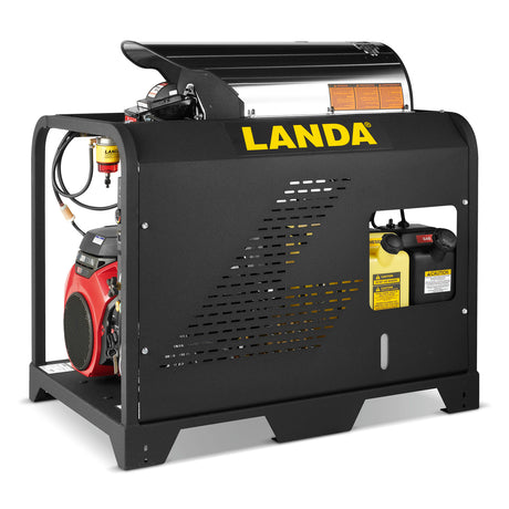 Landa PGHW4-30324E Skid-Mount Gas-Powered Diesel-Heated Industrial Hot Water Pressure Washer — 3000 PSI, 3.5 GPM, Honda GX390 (Part No. 1.110-048.0)