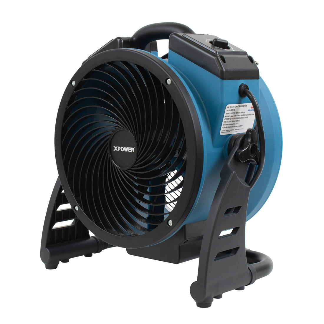 XPOWER FC-150B Dual Power Corded/Cordless Rechargeable Brushless DC Motor Whole Room Air Circulator, 1000 CFM