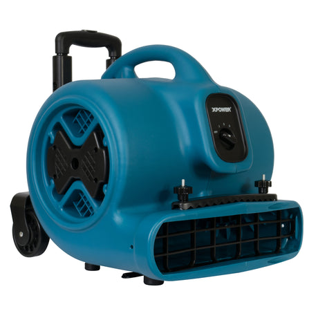 XPOWER P-630HC 1/2 HP Air Mover w/ Telescopic Handle & Wheels & Carpet Clamp, 2980 CFM