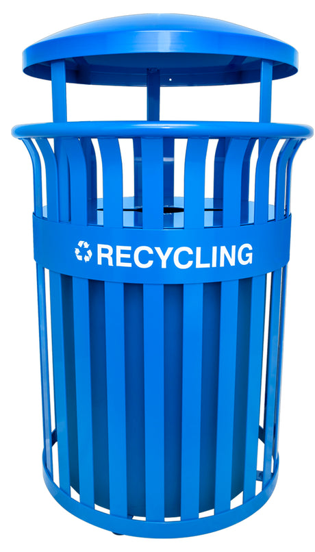 Ex-Cell Kaiser Streetscape Classic Recycler 37 Gal Outdoor Recycling Receptacle, Recycle Blue RC-SCD2633 RBL