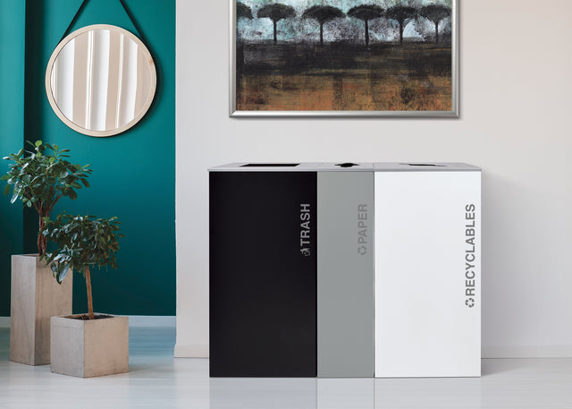 Ex-Cell Kaiser Black Tie Kaleidoscope 17 Gal Indoor Trash Receptacle, White Gloss RC-KD17-T BT-WHT