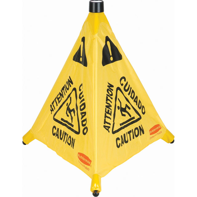 Rubbermaid Pop-Up Safety Cone, Trilingual With Pictogram