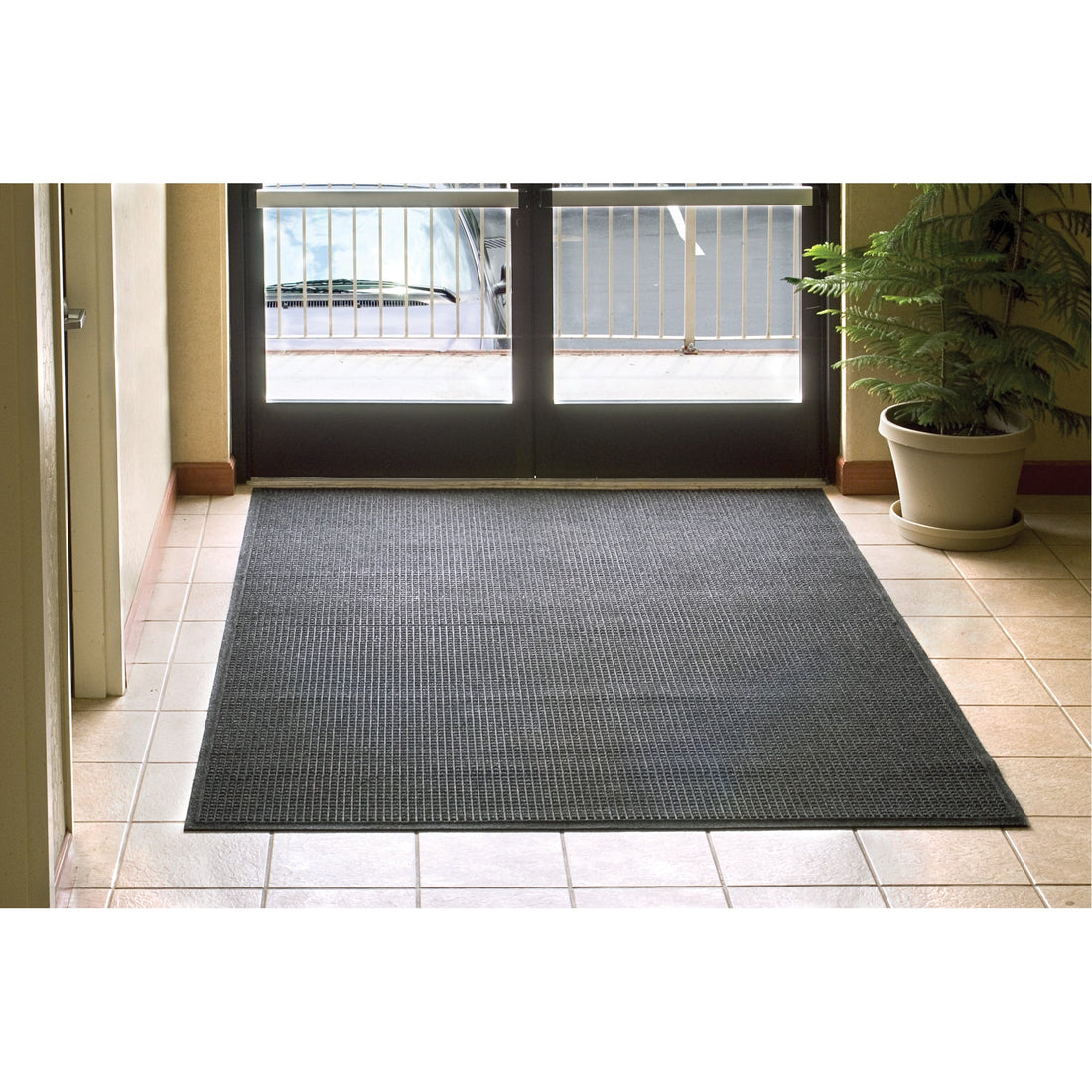 M+A Matting WaterHog Squares Fashion Mat, Wiper/Scraper, Charcoal