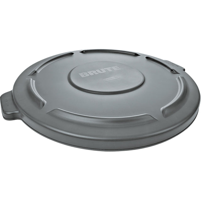 Rubbermaid Round Brute® Containers, Tops & Dollies, Flat Lid, Plastic/Polyethylene, Fits Container Size: 22-1/4" Dia.
